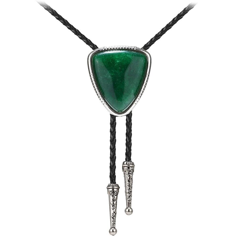 3023 Bolo Tie Vintage Handmade Cowboy Big Triangle Natural Stone Bolo Ties